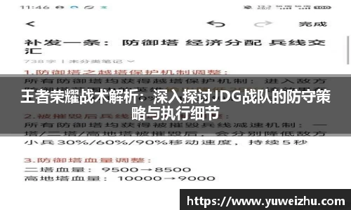 王者荣耀战术解析：深入探讨JDG战队的防守策略与执行细节